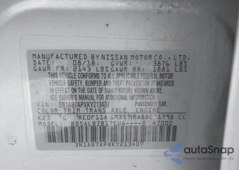 2019 Nissan Sentra S z USA, uszkodzony, nr VIN 3N1AB7APXKY213407